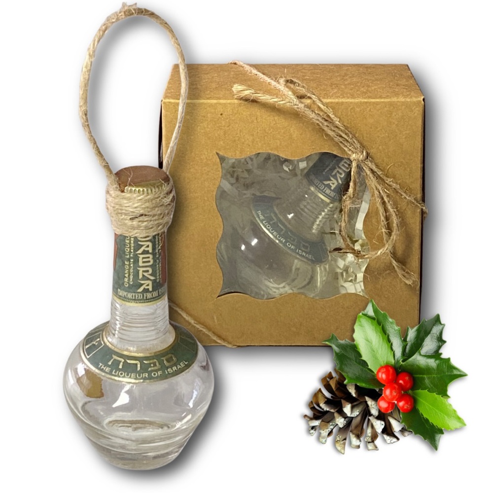Sabra Israel Chocolate Orange Liqueur Artisan Vintage Glass Bottle Ornament